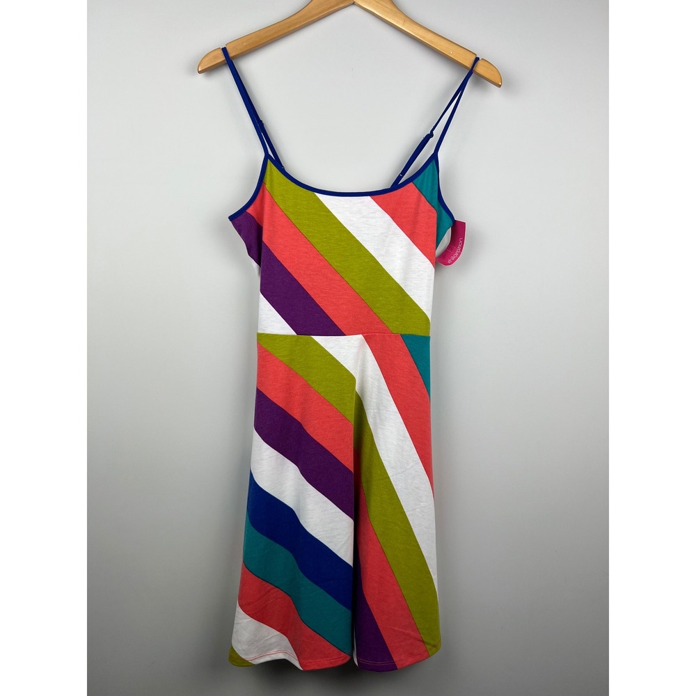 Xhilaration Womens‎ Multi Color Diagonal Stripe Fit Flare Mini Dress Medium NWT